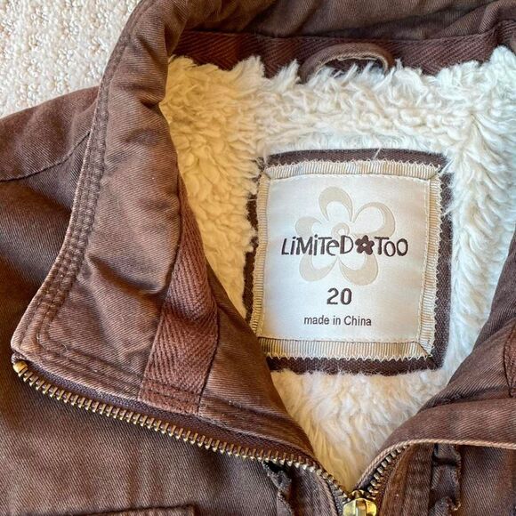 Limited Too Vintage Y2K Chocolate Brown Canvas Jacket Sherpa Girlhood 90's READ - Picture 4 of 8